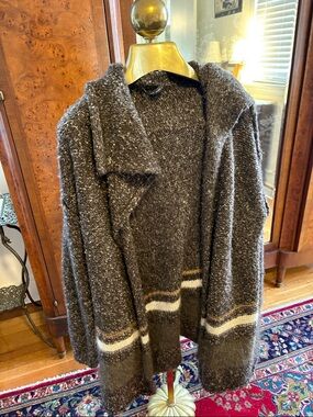 James Perse Wool Camel Mohair Open Knit Sweater Cardigan